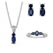 sapphire necklace, earring & ring set