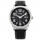 french connection man's black dial watch