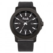 french connection men's black dial watch