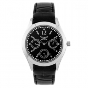 aviator ladies black multi dial watch