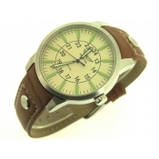 aviator men's cream dial stainless steel watch
