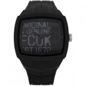 french connection men's black dial watch