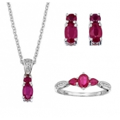 ruby ring, necklace & earring set